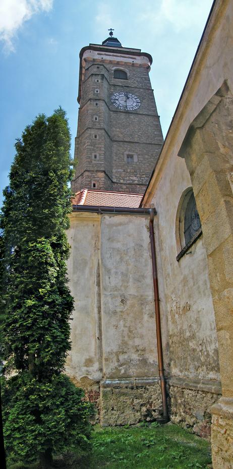 Kirchturm mit Stiege nach oben, Slavonice