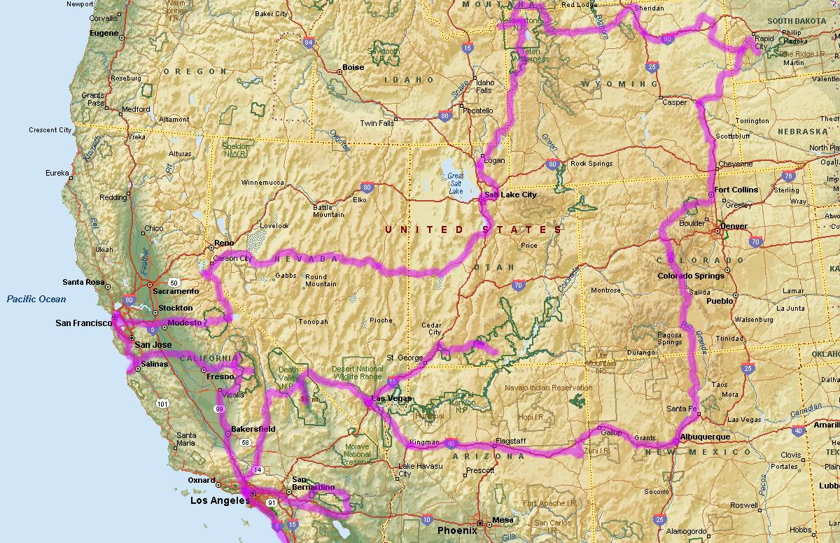 Plan der Rundfahrt - mehr als 10300km
